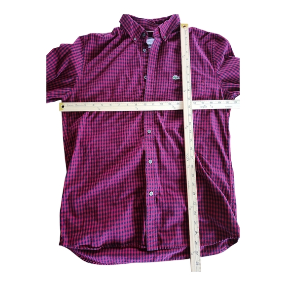 Lacoste Men’s Checkered Button-Down Shirt FR 40 / US M 100% Cotton Regular Fit - Picture 7 of 11